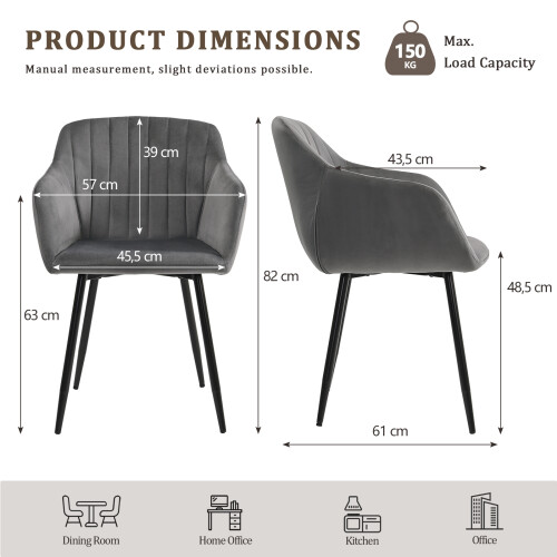(Dark Grey, Set of 2) GOEURVANT Dining Chairs 2