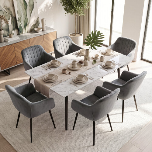 (Dark Grey, Set of 6) GOEURVANT Dining Chairs