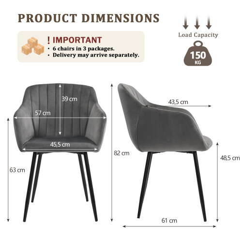 (Dark Grey, Set of 6) GOEURVANT Dining Chairs 2