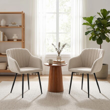 (Beige Fabric, Set of 2) GOEURVANT Dining Chairs