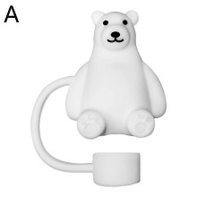 (polar bear/1pcs) 10mm New Cartoon Marine Animal Silicone Straw Stopper Protective Cover Dust Cap For Stanley