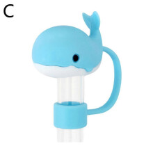 (whale/1pcs) 10mm New Cartoon Marine Animal Silicone Straw Stopper Protective Cover Dust Cap For Stanley