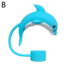 (dolphin/1pcs) 10mm New Cartoon Marine Animal Silicone Straw Stopper Protective Cover Dust Cap For Stanley