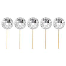 (4cm, sliver) Stir Disco Cake Sign Prom Decorations Mini Cakes Mirror Ball,`,.;'/ V9T7