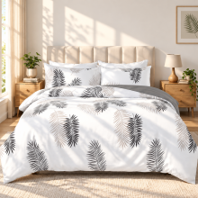 (Leaf, Single) Reversible Duvet Quilt Cover Bedding Set With Pillow Cases Single Double King
