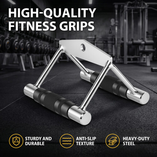 Cable Attachments Lat Pull Down Bar, Double-D Row Handle Tricep Bar for Cable Machines Cable Machine Attachments for Pulley Machines & Rowing 1