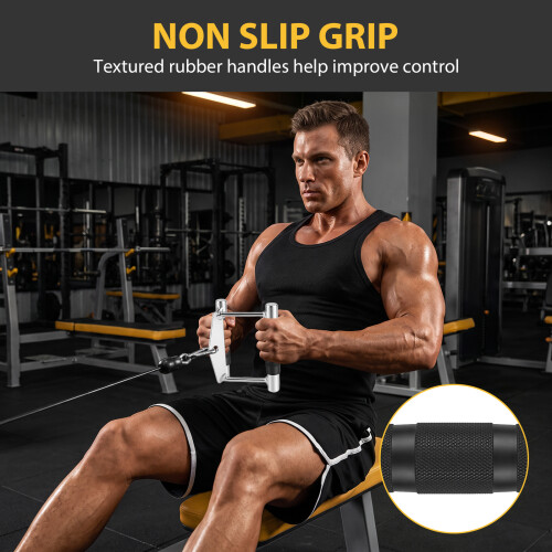 Cable Attachments Lat Pull Down Bar, Double-D Row Handle Tricep Bar for Cable Machines Cable Machine Attachments for Pulley Machines & Rowing 2