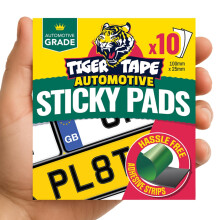 Tiger Tape Number Plate Sticky Pads. Automotive Grade Heavy Duty, Extra Strong Double Sided Adhesive for Vehicle Number Plates, Licence Plates, Car