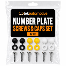 Tek Automotive Number Plate Screws and Caps Kit, 12 Pcs