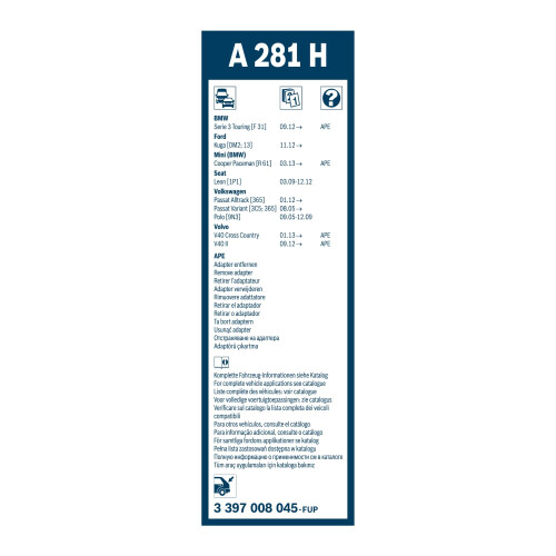 Bosch Bosch Rear Wiper A 281 H - 1 Replacement Blade for Rear Window - 280 mm 2