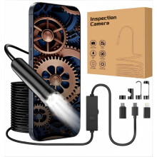 Endoscope Inspection Camera with Lights, 1920P HD Flexible Borescope Lens, 16.5ft Semi-Rigid Snake Cameras,IP67 Tube Sink Pipe Drain Overhaul, for An