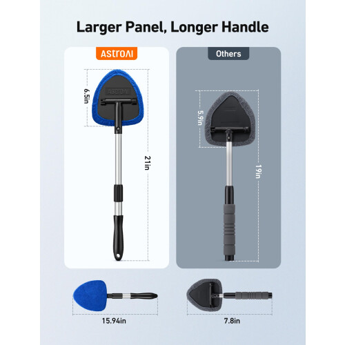 AstroAI Car Windscreen Cleaner Tool with 4 Reusable Microfiber Pads, Blue 1