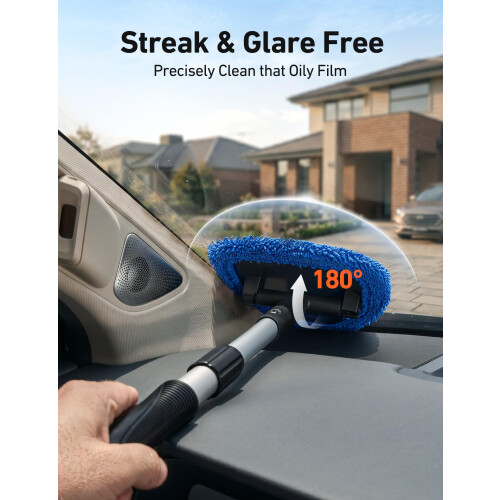 AstroAI Car Windscreen Cleaner Tool with 4 Reusable Microfiber Pads, Blue 2
