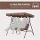 Three-Seat Garden Swing Chair, with Adjustable Canopy - Brown 8