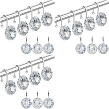 36PCS Shower Curtain Hooks Rings for Bathroom,Acrylic Decorative Rhinestones Shower Curtain Rings Hangers