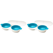 2X Microwave Egg Poacher,, Microwave Egg Cooker with Lid,Double Layer Microwave Boiled Eggs Maker