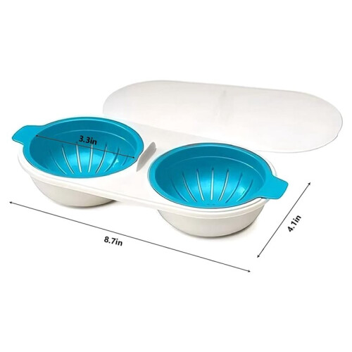 2X Microwave Egg Poacher,, Microwave Egg Cooker with Lid,Double Layer Microwave Boiled Eggs Maker 2