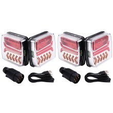 2 Set 12V 24V Wireless Magnetic LED Tail Light Trailer Rear Light Signal Warning Brake Light RV Lorry Caravan EU Plug