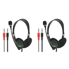 2pcs 3.5mm Wired Headphones with Microphone Noise Cancelling Headset USB Earphone for Laptop PC Computer