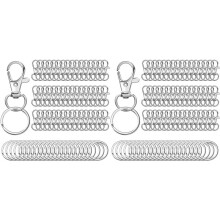 200PCS Swivel Clasps Lanyard Snap Hooks with Key Rings Key Chain Clip Hooks Lobster Claw Clasps for Keychains Jewelry