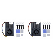 2X Dissipador de Calor de Alumínio para Raspberry Pi CM5 e RPi CM4 com Ventoinha PWM Controlada Por Temperatura.