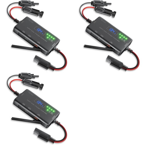 3X MPPT Solar Charge Controller 12V 10A, Solar Panel Charge Controller with Type-C and USB Output