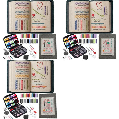 Upgraded Embroidery Stitch Book Kit,106 Patterns with Tools & Tutorials, 258 PCS Beginner Embroidery Kit,for DIY