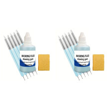 2X Líquido Enmascarador para Acuarela, Cinta de Enmascarar Líquida con Rotuladores de Silicona y Pincel de Limpieza para Pintar, 30 Ml Azul.