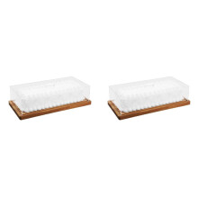 2X Wood Cake Stand & Acrylic Lid, Charcuterie Table Display Set, Wooden Dessert Board with Cover, Rectangle Flip Tray