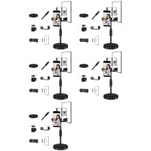 5X Höhenverstellbarer Handyhalter für Den Schreibtisch, Runde Platte, Ständer für Live-Streaming mit Spiegel, Rückfahrkamera und Selfie-Ständer