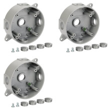 3X Round Electrical Box,5 Hole 1/2 Inch Outlet Box,Aluminum Construction Gray Round Electrical Outlet Box