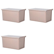 3X Rectangular Bread Mold with Cover Bread Baking Tray Cake Toast Non-Stick Toast Box with Lid Steel Kitchen Accessory