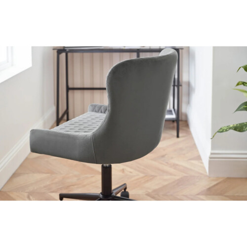 Luxe Office Chair In Grey Velvet 1