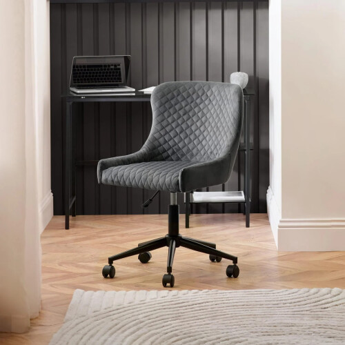 Luxe Office Chair In Grey Velvet