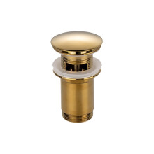Universal Basin Drain Pop-Up Valve with Overflow in Brushed Gold, Click-Clack Sink Stopper for Bathroom for Home and Daily Use - Practical