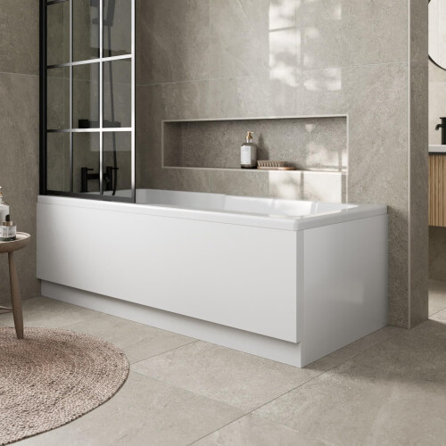 Modern Acrylic Side Bath Panel Gloss White Finish 1600 Bathroom 1