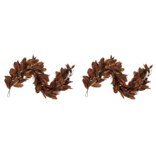 2X Fall Magnolia Leaves Garland 6Ft Artificial HolidayWreath Magnolia Leaves Pine Cones Garland