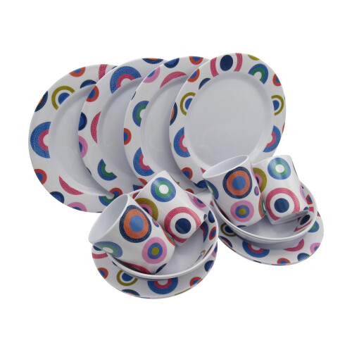 16Pcs Melamine Dinner Set (Outdoor Camping Picnic Caravan Dinnerware)