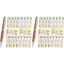 40 Pack Slimline Pen Kit - 7mm Wood Turning Twist Pen Kits with Refills, Brass Hardware&5 Finishes for DIY Lathe Turning