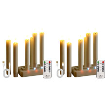 Rechargeable LED Taper Candles with Remote Timer, Wax Set of 12 with Charging Station,Flickering 3D-Wick Warm Light
