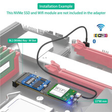 2X M.2 NVMe to Dual M.2 Adapter Card, Supports PCIe Bus, Adds WiFi/ & Extra NVMe Slot to M.2 NVMe Port