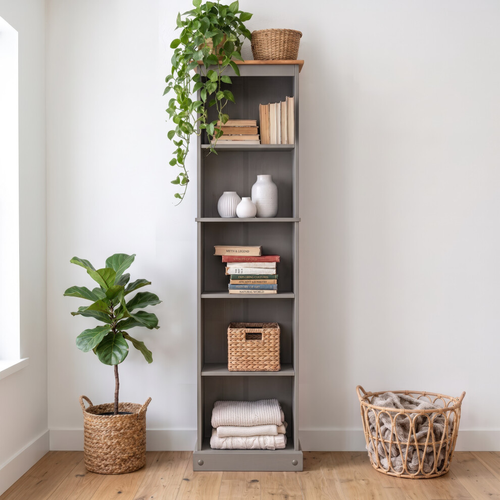 Mercers Furniture Corona Grey Tall Narrow Bookcase