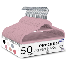 (Baby Pink) 50 Non Slip Flocked Velvet Hangers