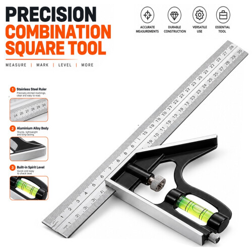 300mm Combination Square 12" Adjustable Right Angle Ruler Set