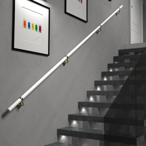 (3.6m) Stiley Living Matt White & Brass Handrail Kit 1