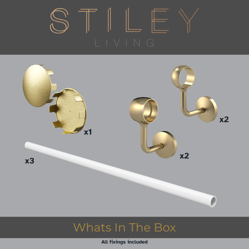 (3.6m) Stiley Living Matt White & Brass Handrail Kit 2