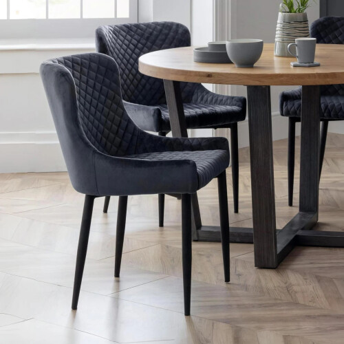 Set Of 2 Luxe Velvet Dining Chairs - Grey