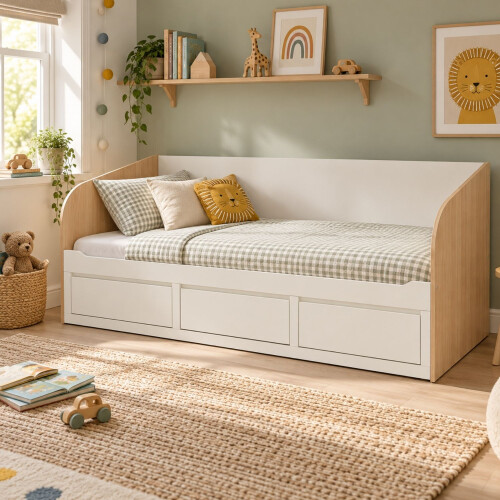 Noa and Nani Jasmine Day Bed with Pull-Out Storage Drawers in White 2