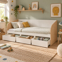 Jasmine Day Bed with Pull-Out Storage Drawers in White