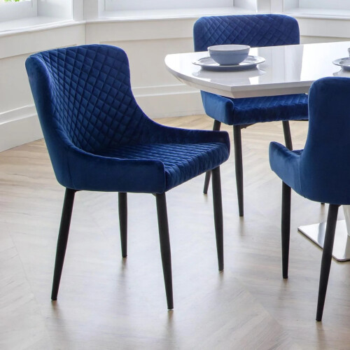 Set Of 2 Luxe Velvet Dining Chairs - Blue 1